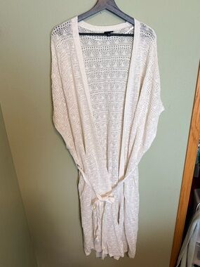 torrid Cream Crochet Open-Front Cardigan